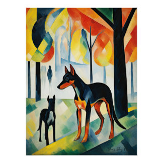 Póster Perro Doberman caminando en el parque 05 - Mamáes 