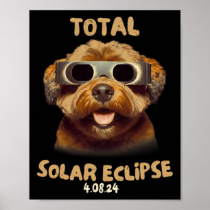 Póster Perro Eclipse Con Gles De Eclipse Solar