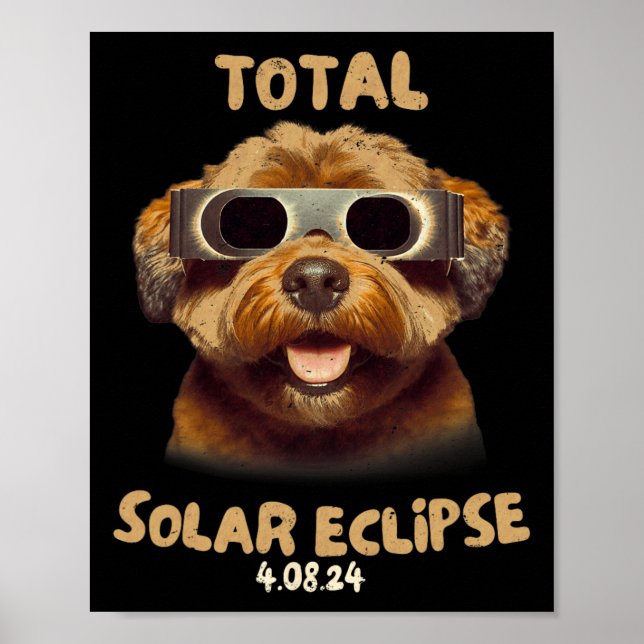 Póster Perro Eclipse Con Gles De Eclipse Solar (Frente)