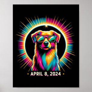 Póster Perro Eclipse Solar 2024 Con Vidrio Eclipse Solar