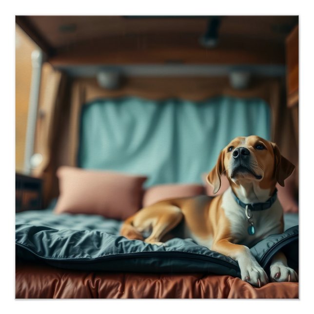Póster Perro en cama (Anverso)