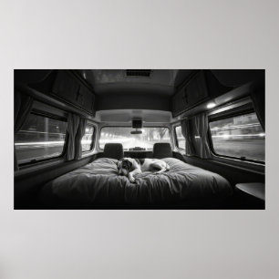 Póster Perro en cama de RV