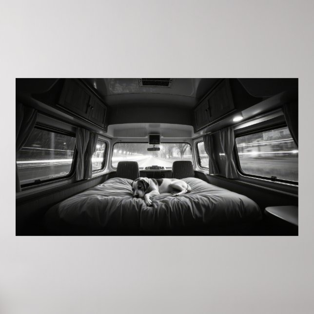 Póster Perro en cama de RV (Frente)