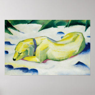 Póster Perro en la pintura de Nieve de Franz Marc