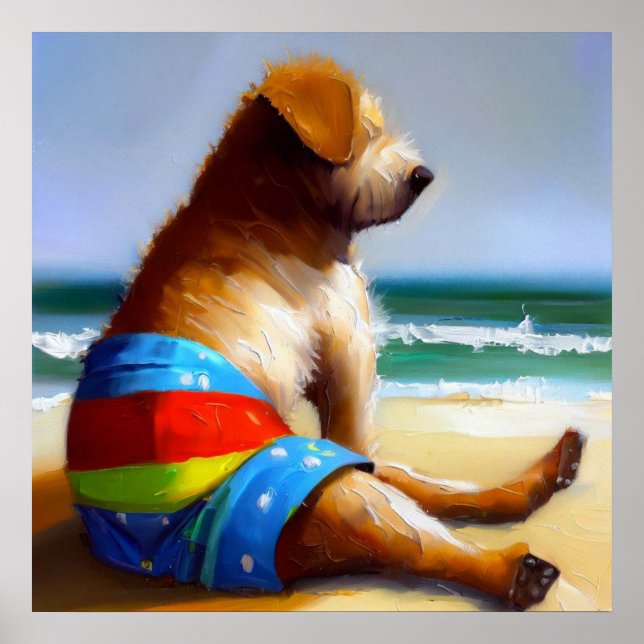Póster Perro en la playa (Frente)