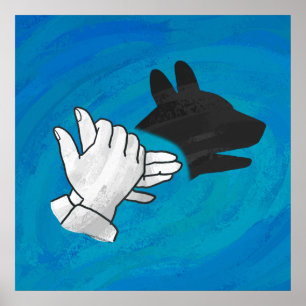 Póster Perro en la sombra sobre el azul