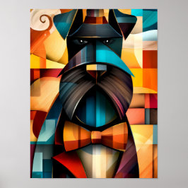 Póster Perro Encantador – Caballero Cubista con Corbatín