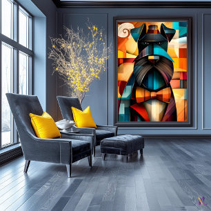 Póster Perro encantador - Caballero cubista en una corbat