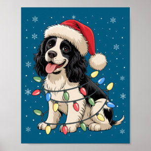 Póster Perro English Springer Spaniel Luces de árbol de N