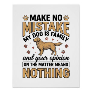 Póster Perro Es Familia Tipografía Vintage Retriever Dise