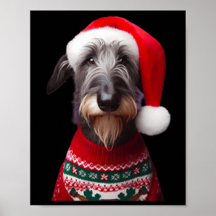 Póster Perro escocés con Navidades de Santa Hat Xm