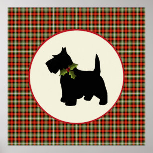 Póster Perro escocés escocés Navidades de vacaciones perr