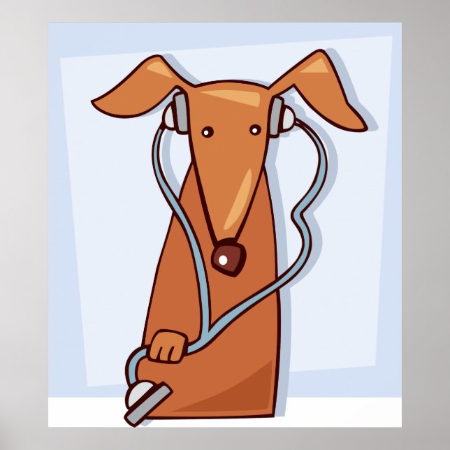 Póster Perro escuchando música graciosa Auriculares (Frente)