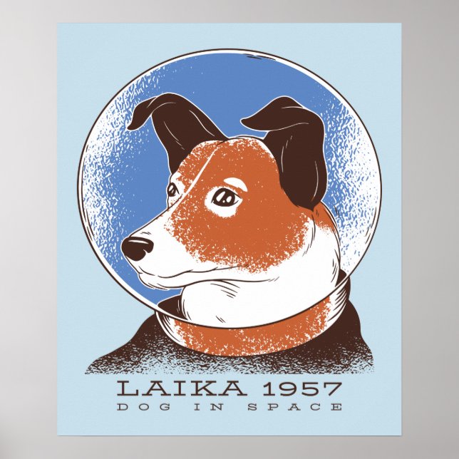 Póster Perro espacial soviético Laika 1957 (Frente)