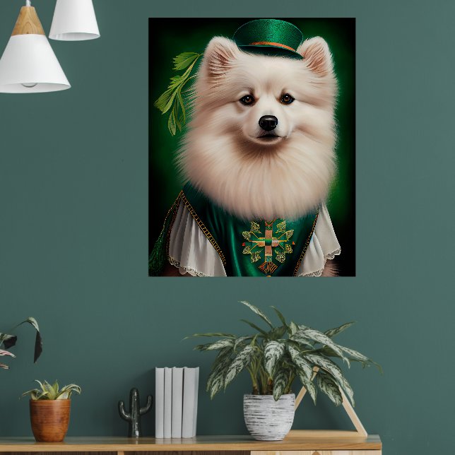 Póster Perro esquimal americano con vestido de San Patric (Salón 1)