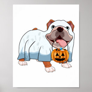 Póster Perro fantasma Bulldog Halloween