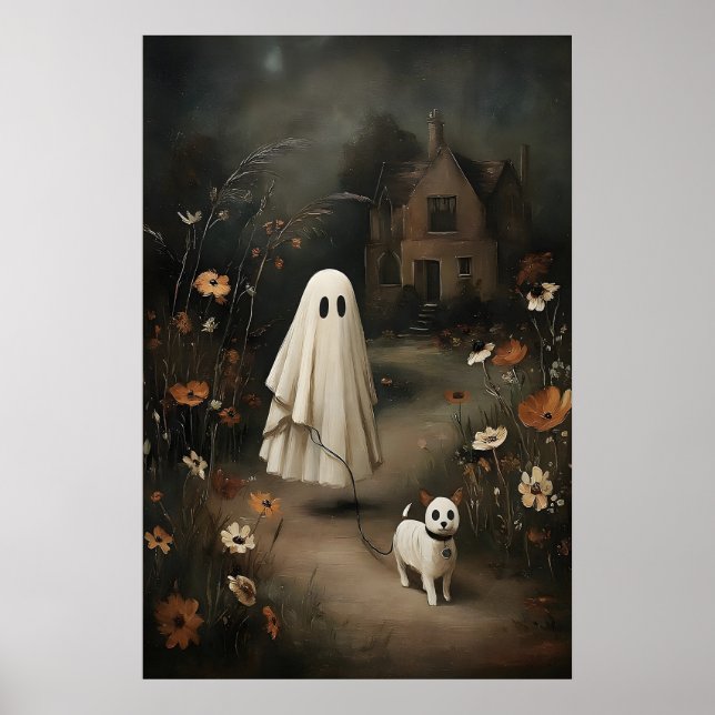 Póster Perro Fantasma Caminando de Noche – Aceite de Cuen (Frente)