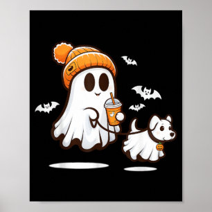 Póster Perro fantasma divertido caminando Perro fantasma 