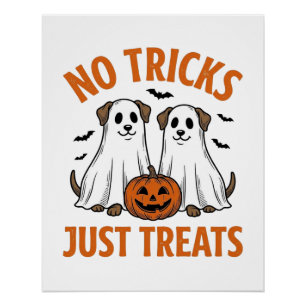 Póster Perro Fantasma Divertido Halloween Sin Trucos Solo