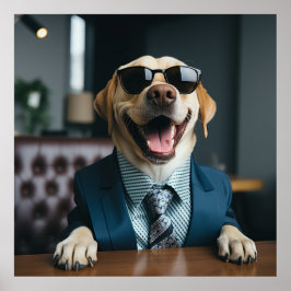 Póster Perro feliz con un traje y un traje