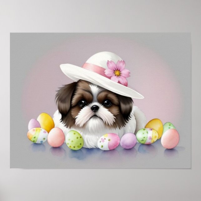 Póster Perro feliz de Pascua (Frente)