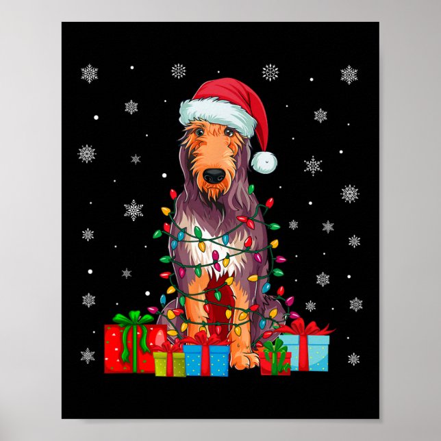 Póster Perro Feo Navidad Encende Perro Lobo Irlandés de S (Frente)