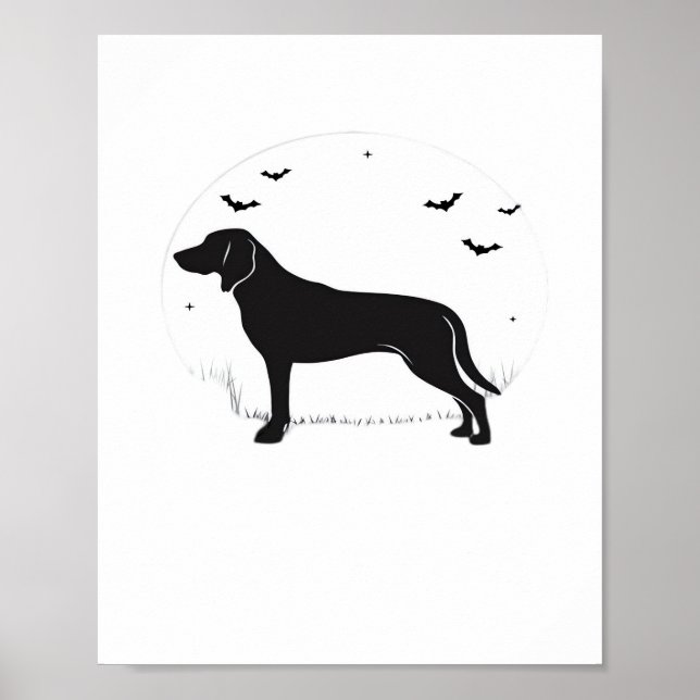 Póster Perro Foxhound Estadounidense - Silhouette Hallowe (Frente)