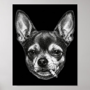 Póster Perro Fumando Cigarrillo Divertido Chihuahua Meme 