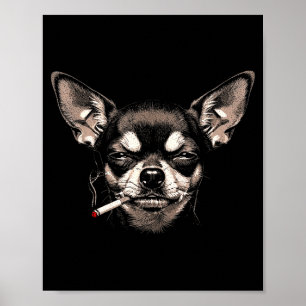 Póster Perro fumando cigarrillo divertido meme de Chihuah