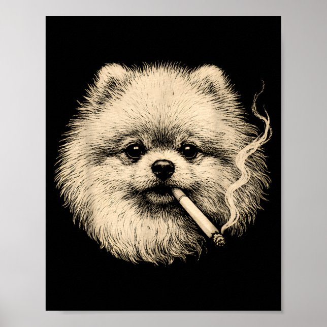 Póster Perro Fumando Cigarrillo Divertido Meme Meraniano (Frente)