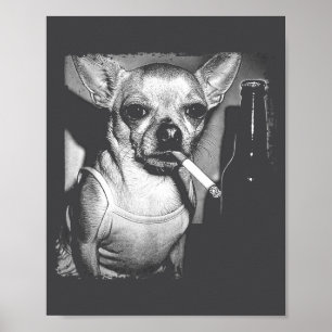 Póster Perro fumando cigarrillo divertido meme vintage de