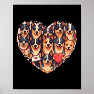 Póster Perro Ganadero Australiano Corazón San Valentín Pe