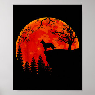 Póster Perro Ganadero Australiano y Halloween de Luna