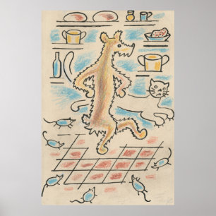 Póster Perro, gato y ratón