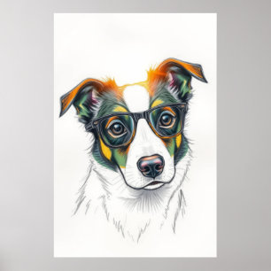 Póster Perro genial con gafas de sol
