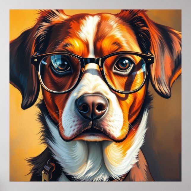 Póster Perro genial con gafas de sol (Frente)