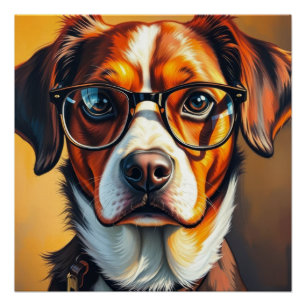 Póster Perro genial con gafas de sol