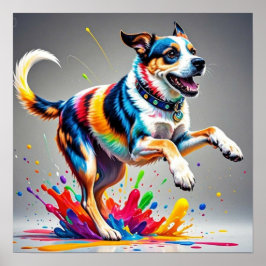 Póster Perro gigante colorido feliz juguetón divertido,