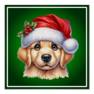 Póster Perro Golden Retriever con Santa Claus Style-82535