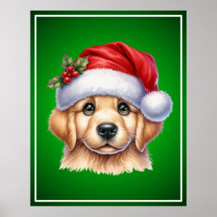 Póster Perro Golden Retriever con Santa Claus Style-82535