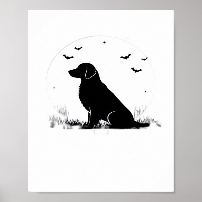Póster Perro Golden Retriever - Silueta de la luna de Hal (Frente)