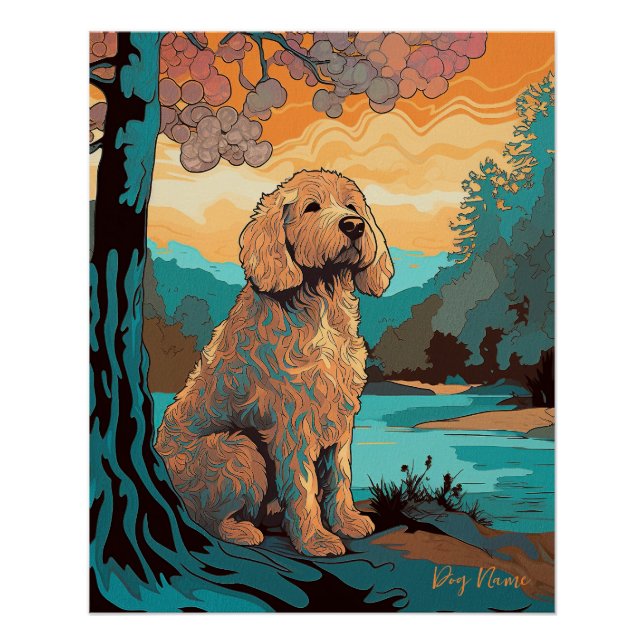 Póster Perro Goldendoodle 004 - Bruno Pokopen (Anverso)