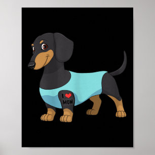 Póster Perro gracioso Dachshund ama a mamá Tattoo regalo