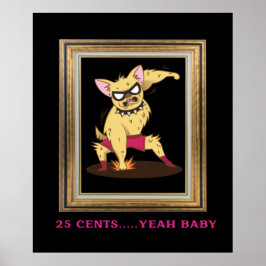 Póster Perro gracioso destrozando Dogecoin