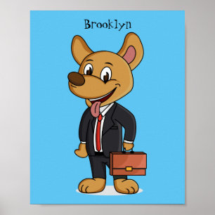 Póster Perro gracioso usando traje de negocios personaliz