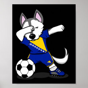 Póster Perro Husky Dabbing Bosnia y Herzegovina Fútbol Fa