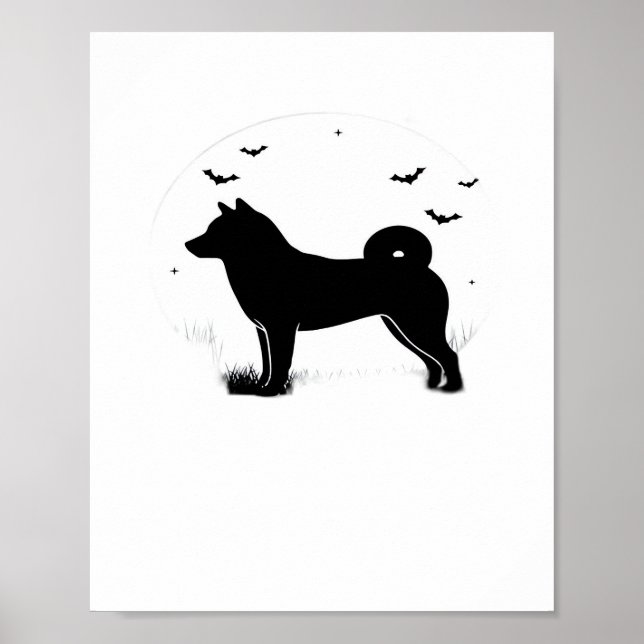 Póster Perro Inu Shiba - Esmortiza de silueta lunar de Ha (Frente)