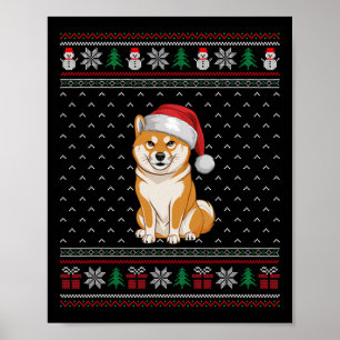 Póster Perro Inu Shiba Usando Amo Perro Noche Feo