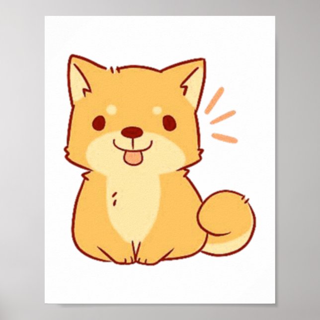 Póster Perro Kawaii Shiba (Frente)
