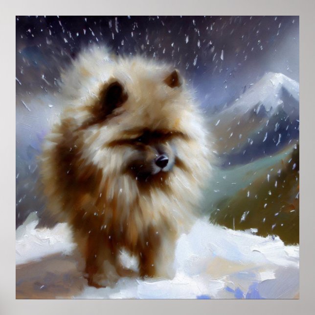 Póster Perro Keeshond (Frente)